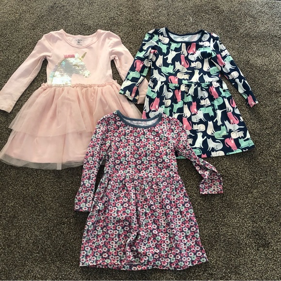 Carterβs girls 3T toddler play dresses long sleeve tulle tutu unicorn bundle lot - Picture 1 of 10